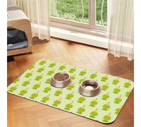 Crown Frog Printing Feeding Mat For Dogs Cats Pet Absorbent Leather Tablecloth 23.62in*15.75in Cat Dog