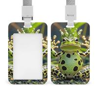 Crown Frog Retractable ID Badge Holder with Lanyard - Vertical Badge Reel,Keychain Clip,Name Tag Id Card Holder Protector for Nurse Officer Teacher Security Staff Women Men