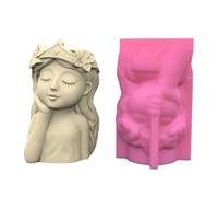 Crown Girls Flower Pot Silicone Molds Pen Holder Epoxy Resin Mold Planter Making Tool for Silicone Flower Pot Pen Holder