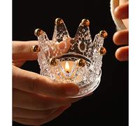 Crown Glassware Candle Holder,12 Pcs Tea Light/Tabletop Candlestick Ornament,Crystal Glass Jewelry Ring Holder,Gift for Weddings Party Favor Home Decor (Gold, 12Pcs)