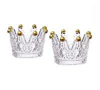 Crown Glassware Candle Holder,2 Pcs Tea Light/Tabletop Candlestick Ornament,Crystal Glass Jewelry Ring Holder,Gift for Weddings Party Favor Home Decor (Gold, 2Pcs)