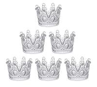 Crown Glassware Candle Holder,6 Pcs Tea Light/Tabletop Candlestick Ornament,Crystal Glass Jewelry Ring Holder,Gift for Weddings Party Favor Home Decor (Clear, 6Pcs)