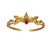 Crown Goddess Cosplay Headwear Alloy Retro Leaf Color Rhinestone Inlaid Crown Party Head Accessories(Gold C)