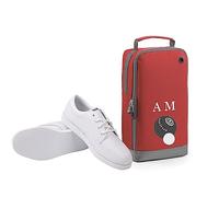 Crown Green Bowls Shoe Bag Personalised with Embroidered Initials - Monogrammed Bowls Logo (Red)