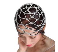 CROWN GUIDE 1920s Flapper Accessories for Women Roaring 20s Great Gatsby Headband Rhinestone Headpiece Wedding Hair Pieces for Brides Silver