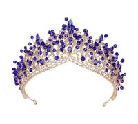Crown Handmade Green Crystal Beads Tiara Crown For Women Girls Wedding Party Luxury Elegant Bridal Queen Hair Accessories Suitable for Wedding Tiara, Girl's Birthday Tiara (Blue)