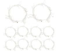 Crown Headband 10Pcs 8 Inch White Decorative Feathered Wreath Three Luminous Modes LED Angel Headband Charming Crown for Cosplay, Christmas, Halloween, Holiday Costume..