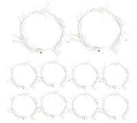 Crown Headband 10Pcs 8 Inch White Decorative Feathered Wreath Three Luminous Modes LED Angel Headband Charming Crown for Cosplay, Christmas, Halloween, Holiday Costume..