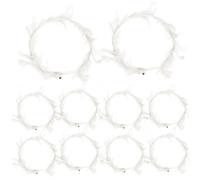 Crown Headband 10Pcs 8 Inch White Decorative Feathered Wreath Three Luminous Modes LED Angel Headband Charming Crown for Cosplay, Christmas, Halloween, Holiday Costume.