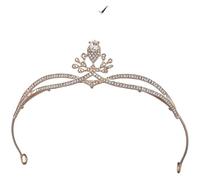 Crown Headpiece Waterdrop Leaves Elf Crown Rhinestone Tiara Women's Wedding Party Accessories Multicolor(Gold1)