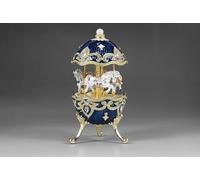 Crown Heritage Collectibles Royal Navy Carousel Horse Music Box, Handmade Home Decoration with White Horses