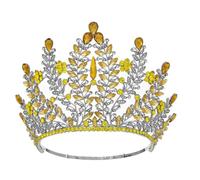 Crown,King Crown,Tiara,Crowns for Women,Princess Crown, Adjustable Royal Queen Wedding Crown for Women Pageant Hair Jewelry Accessories(Yellow)