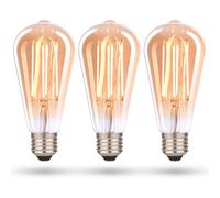 CROWN LED 3 Pack Vintage Decorative Light Bulbs, Warm White, E27, Energy Efficient E-Class - Equivalent to 38W Bulb - Ideal for Home, Hotels, Restaurants, Shock Resistant, 14.2 x 6.4 cm, EL0010