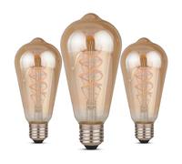 CROWN LED 3 Pack Vintage Decorative Light Bulbs, Warm White - Energy Efficient E-Class - Equivalent to 38W E27 Bulb - Ideal for Home, Hotels, Restaurants, Shock Resistant, 13.9 x 6.3 cm, EL0017