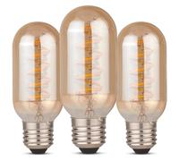 CROWN LED 3 Pack Warm White Vintage Decorative Light Bulbs, E27, Energy Efficient E-Class - Equivalent to 38W Bulb - Ideal for Home, Hotels, Restaurants, Shock Resistant, 10.9 x 6 cm, EL0006