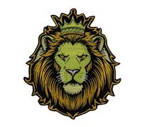 Crown Lion Back Patch Golden Crown Lion Angry Wild Animal Head Embroidered Iron On Clothes Jacket Jeans Backpack Accessory