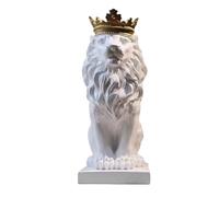 Crown Lion King Statue, Creative American Lion, Crown Lion Sculpture, Resin Collectible Statue, Modern Abstract Lion King Statue, Animal Figurine Interior Decoration, Gift for Home Office(White,L)