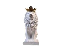 Crown Lion King Statue, Creative American Lion, Crown Lion Sculpture, Resin Collectible Statue, Modern Abstract Lion King Statue, Animal Figurine Interior Decoration, Gift for Home Office(White,S)