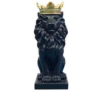 Crown Lion Statue The King Of Beasts Resin Animal Sculpture Nordic Style Home And Study Decoration Figurine Decorations Best Gift For The Man(Black)