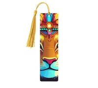 Crown Lion's Head Unique Double-Sided Artwork Printed Wooden Bookmarks, Artistic Book Accessories Birthday Presents for Men Women Presents for Book Lovers