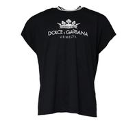 Crown Logo Cotton Crew Neck T-shirt - male - Dolce & Gabbana - T-Shirts - Blue - S - Tops S