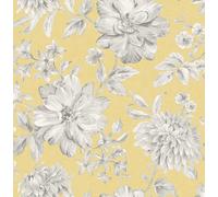 Crown Lucia Floral Yellow Grey Designer Quality Wallpaper M1550