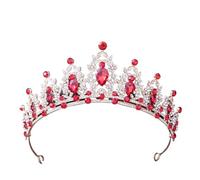 Crown Luxury Elegant Crystal Crown Hair Accessories Tiara For Women Party Red Purple Rhinestone Bridal Crown Hair Jewelry Suitable for Wedding Tiara, Girl's Birthday Tiara (Gold Red)
