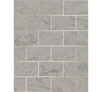 Crown Vinyl Wallpaper M1511 Metro Brick Marble, 3D Effect Brick Tile, Rose Gold Metallic, Charcoal