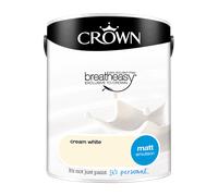 Crown Walls & Ceilings Matt Emulsion Paint Cream White - 5L