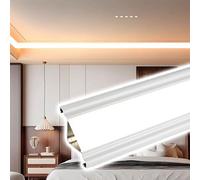 Crown Molding LED Light Diffuser for Ceiling & Wall, 4.9ft Cove Trim with Track & Cover, Spotless Indirect Lighting Channel - White Decor Profile