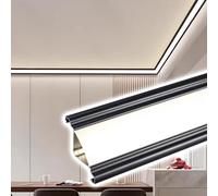 Crown Molding LED Light Diffuser - Indirect Ceiling/Wall Cove Trim with Track & Cover, Spotless Design, Black, 30m (98.4ft) for Elegant Lighting Solutions