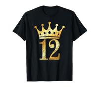 Crown Number 12 (Vintage Golden Yellow) 12th Birthday T-Shirt