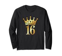 Crown Number 16 (Vintage Golden Yellow) 16th Birthday Long Sleeve T-Shirt
