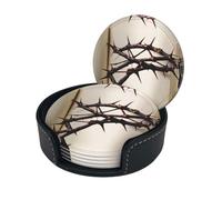Crown Of Thorns Coasters Set Of 6 For Drinks With Holder, Classy And Simple Coasters For Coffee Table, Great Housewarming Gifts