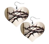 Crown Of Thorns Elegant Leather Heart-Shaped Earrings-Fashionable And Unique Accessories For Everyday Wear