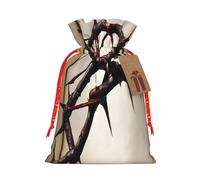 (Crown of thorns) Large Reusable Burlap Pouches Rustic Wedding Favor Xmas Bags Drawstring Gift Sacks Bulk Party. M Size