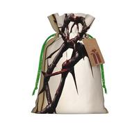 Crown of thorns -Print Reusable Burlap Pouches - Rustic Wedding Favor Bags For Celebrations, Personalized Drawstring Bags Kraft Tag.