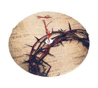 Crown Of Thorns Printing Christmas Tree Skirt With 3 Red Rope Ties For Merry Christmas Party Halloween Trees Decoration