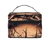 Crown of Thorns Printing Makeup Bag for Women Portable Travel Cosmetic Case Make Up Organizer Bag Beauty Box with Inner Pouch and Handle
