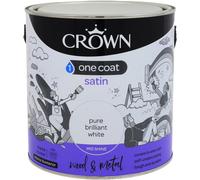 Crown Paint One Coat Satin Pure Brilliant White 0.75 L