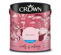 Crown Paint Fairy Dust Mid Sheen Emulsion Paint for Walls and Ceilings - Wipeable - Mid Pink Finish - Hallway, Bathroom, Kitchen - Durable, Quick Dry, Low Odour, Scuff Resistant - 2.5L
