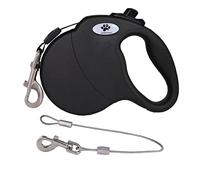 CROWN PAWS 13ft Retractable Dog Leash for Small Breed Dogs up to 22 lbs with a Detachable Chew Proof Extender Wire Ropes (Black S)