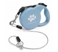 CROWN PAWS Chew Proof Retractable Dog Leash for Medium Dogs up to 44lbs, 16ft Heavy Duty Dog Lead with Anti-Chewing Steel Wire Rope, Tangle-Free, One-Hand Brake & Lock, Blue M