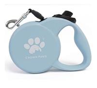 CROWN PAWS Retractable Dog Leash, 16ft Heavy Duty Nylon Tape for Large Dogs up to 110 lbs, One-Hand Brake & Lock, Tangle-Free, Ergonomic 3.2" XL Handle, Lightweight 0.56lb Blue L GC-DAN