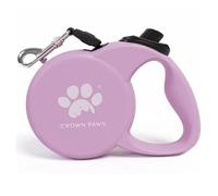 CROWN PAWS Retractable Dog Leash, 16ft Heavy Duty Nylon Tape for Medium Dogs up to 44 lbs, One-Hand Brake & Lock, Tangle-Free, Ergonomic 3" Large Handle, Lightweight Pink M GC-DAN