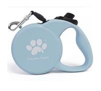 CROWN PAWS Retractable Dog Leash, 16ft Heavy Duty Nylon Tape for Medium Dogs up to 44 lbs, One-Hand Brake & Lock, Tangle-Free, Ergonomic 3" Large Handle, Lightweight Blue M GC-DAN