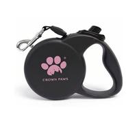 CROWN PAWS Retractable Dog Leash (Small), 10ft Heavy Duty Nylon Tape for Dogs up to 33 lbs, One-Hand Brake & Lock, Tangle-Free, Compact Lightweight Design, Black S GC-DAN