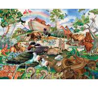 Crown Point Graphics Noah’s Ark 1000 Piece Puzzle by Bradley Clark, Soft Touch Animal Jigsaw Puzzles for Church Group Bibe Study, Bonus Poster Included