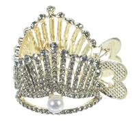 Crown Ponytail Holder Hair Cuff Alloy Clip for 3.5x4.5x3cm | Golden Finish, Decorative Sparkle, Comfortable Wear, for School Days, Christmas, Long Hair Styles
