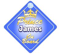 Crown Prince James On Board Personalised Baby / Child Boys Car Sign
